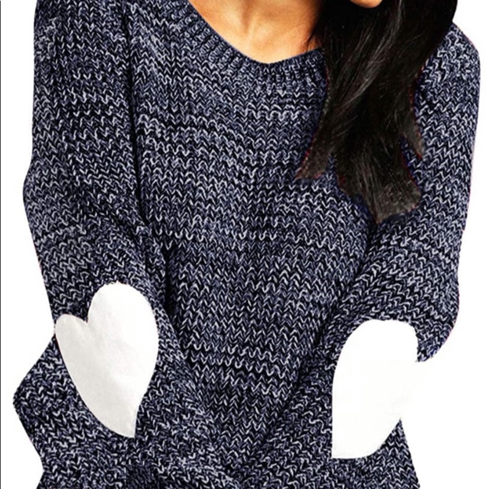 Sweater with elbow heart patches